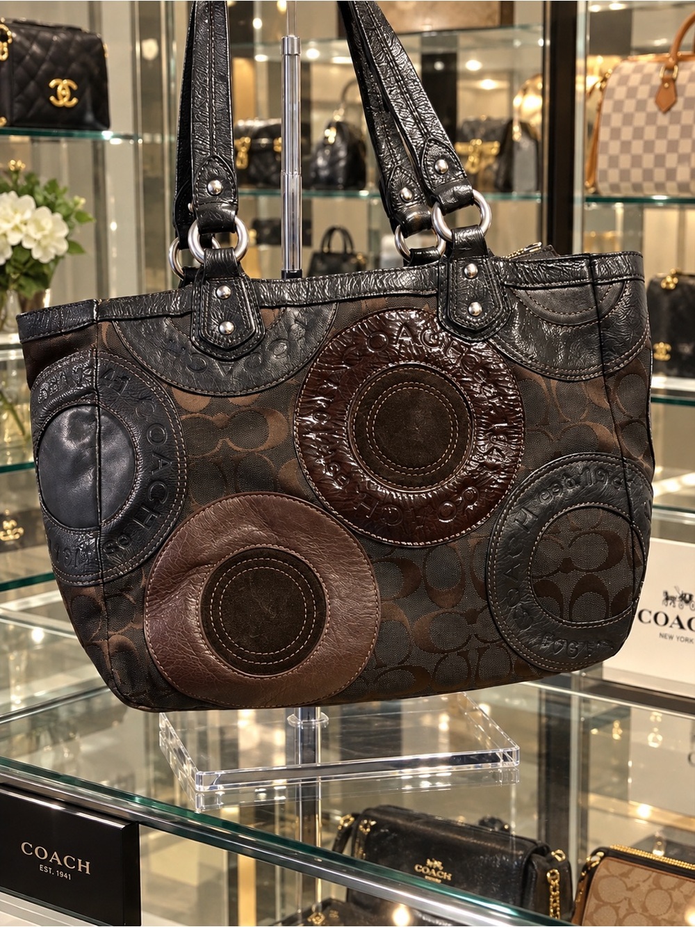 Coach F15466 Circle Mosaic Patchwork East West Tote